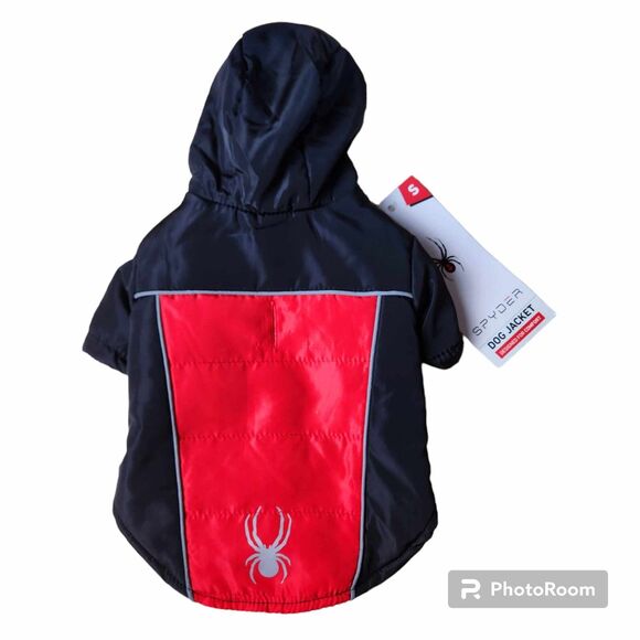 Spyder Dog Jacket Size S Fleece Lined Hooded Red Black Logo Warm NEW - Picture 1 of 6